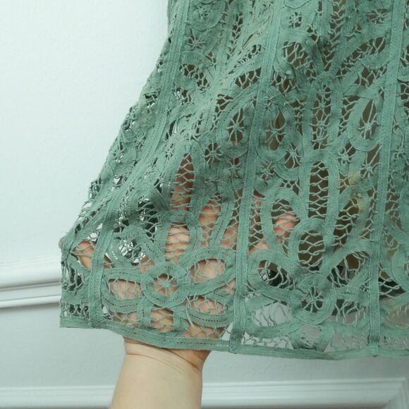 Betsey Johnson Size 2 Dress FLAWS Green Lace Goblincore Fairy Coquette Mini Y2K - Picture 5 of 16